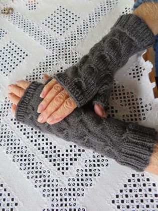 Dark Grey Pure wool handknitted fingerless gloves